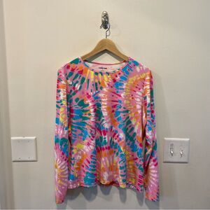 Lands end womens sunshade upf 50 long sleeve rash gaurd size L 14  tue dye